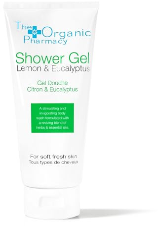 The Organic Pharmacy Lemon & Eucalyptus Shower Gel, 200ml - Condition and Cleanse, Reviving, Sulphate-Free, With Lemon, Eucalyptus, All Skin Types, 63% Organic