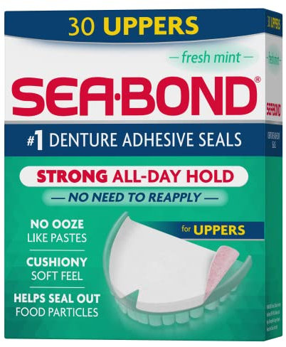 Sea Bond - Adesivo per protesi, con tomaia in menta fresca, 30 pezzi