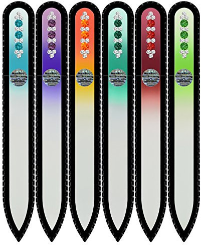 Mont Bleu Lima de Uñas de Cristal decoradas con cristales de Swarovski®, conjunto de 5 + 1 gratis, vidrio templado checo auténtico, Garantía de por vida | Fabricado a mano en la República Checa