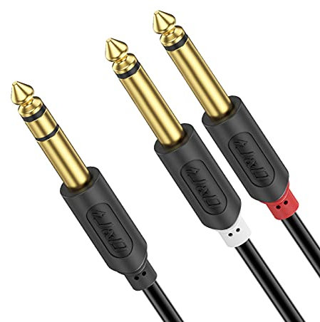 J&D Cable Jack a Doble Jack, 6,35mm 1/4 Macho TRS a Doble 6,35 mm 1/4 Macho TS Cable de Inserción Mono Estéreo Adaptador de Audio Y Divisor Cordón, para Compresor, Ecualizador- 4,5 Meter