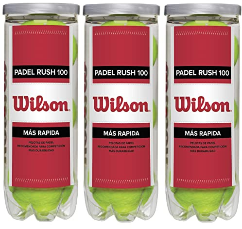 Wilson Rush 100, Bolas de pádel, 3 Paquetes de 3, compatibles con Todos los Tipos de Campos, WRT136500 Unisex, Amarillo