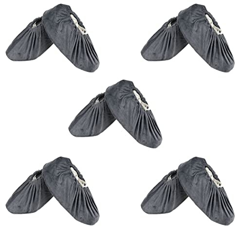 SIVENKE 5 Pares Cubrezapatos Antideslizantes Cubiertas Reutilizable Zapatos con Franela Cubiertas de Zapatos Adecuadas para Lugares de Trabajo en Interiores Domésticos, Gris Oscuro
