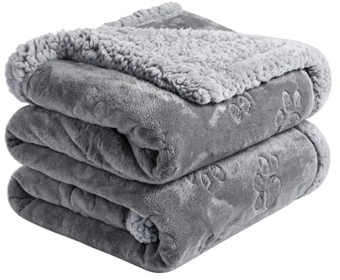 PETTOM Couverture Anti Pipi pour Chien Grande Taille, Plaid Imperméable Animaux, Couverture Polaire Epaisse Hiver Chaude, Moelleuses Peluche Couvertures pour Chiens Chat (Gris,145x127cm)