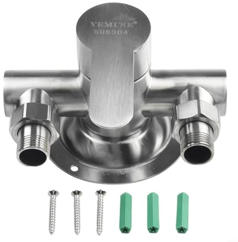 EXTRWORY Valvola miscelatore doccia a parete,Miscelatore termostatico doccia rubinetto,Rubinetto doccia in acciaio Valvola miscelatore doppio tipo bagno doccia calda fredda