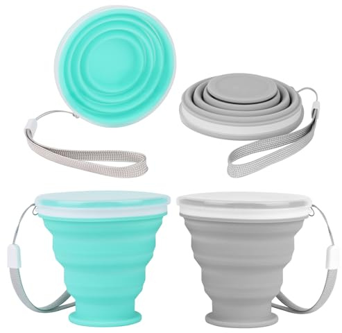 2 Pezzi Bicchiere Pieghevole Portatile da Viaggio - Richiudibile 200ml per Campeggio, Picnic, Escursionismo, Viaggi e Uso Domestico