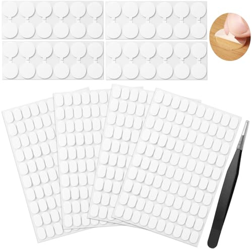 Ysimple 448Pcs Nastro Trasparente Rotondo, 8mm Rimovibile Nastro Multiuso Senza Tracce, Nastro Biadesivo Extra Forte con pinzette Coussinets adhésifs, coussinets adhésifs double face en mousse