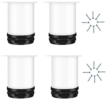 Set mit 4 verstellbaren Möbelbeinen mit Schrauben, rund, Metall, Edelstahl, Tischbeine für Sofa, Bett, Schreibtisch, Couchtisch, Weiß, 50 cm Höhe