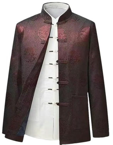 BoShiNuo Tang-Anzug chinesische traditionelle Kleidung Herren-Kung-Fu-Kleidung Neujahrskleidung Retro-Party Herren-Jackenmantel HH-Coffee XL