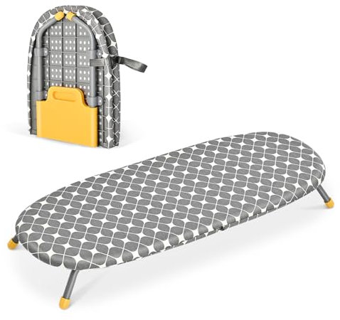 KINGRACK Klappbares Tisch-Bügelbrett, kleines Bügelbretter Faltbares, tragbares Bügelbrettbezüge mit rutschfesten Füßen für den Heimgebrauch,31 * 82cm, Gelb