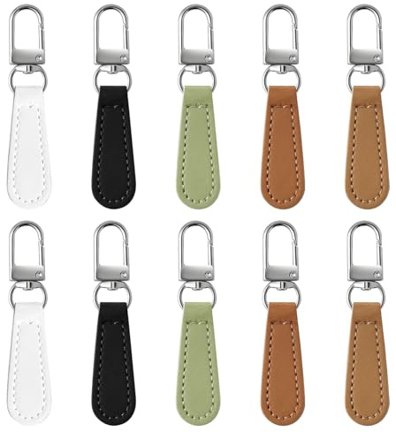 10 tiradores de cremallera de repuesto de cuero decorativo con cierre desmontable, con gancho para equipaje, mochilas, maletas, chaquetas, bolsos, multicolor.