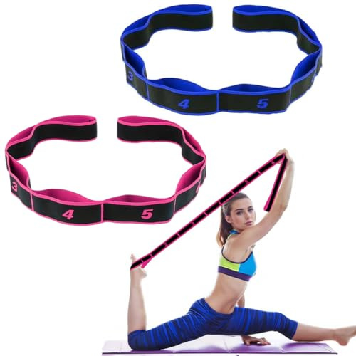 Elastici Palestra, 2 Pezzi Yoga Accessori, Fascia Yoga Elastico, Elastici Fitness Bande, Yoga Elastico Pilates, Stretching Cinghia Sportiva Altamente Elastica, f band per camminata metabolica