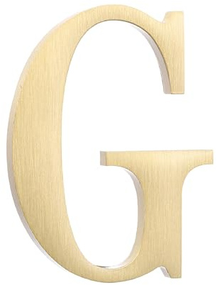 QUARKZMAN Plaque De Maison 1.8 Pouce, Plaque De Porte De Boîte Aux Lettres En Laiton Autocollante, Finition Brossée Panneau D'Adresse Extérieur Pour Bureau Hôtel, Jardin (Lettre G, Ton Or)