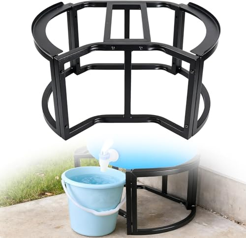 Stainless Steel Rain Barrel Stand - Fits 45/50/55 Gallon Tanks, Heavy Duty Water Collection Base with Non-Slip Feet, Rust-Proof for Outdoor Water Storage Garden.Black