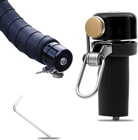 Aixxikum 2 en 1 Timbre de Bicicleta como Tapón de Manillar, Mini Timbre para Bicicletas, Compatible con Manillar Curvado de 22,2 mm de Diámetro, Sonido Fuerte 80 dB