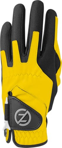 Kompressions-Golfhandschuhe für Männer von Zero Friction, synthetische Golfhandschuhe in Einheitsgröße, Herren, Zero Friction synthetischer Golfhandschuh für Herren, linke Hand, Einheitsgröße, Gelb, GL00007, gelb, Einheitsgröße