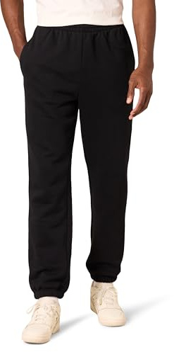 Amazon Essentials Pantalones Deportivos de Forro Polar con Bajo Ajustado (Disponible en Talla Grandes y Largos Especiales) Hombre, Negro, XL