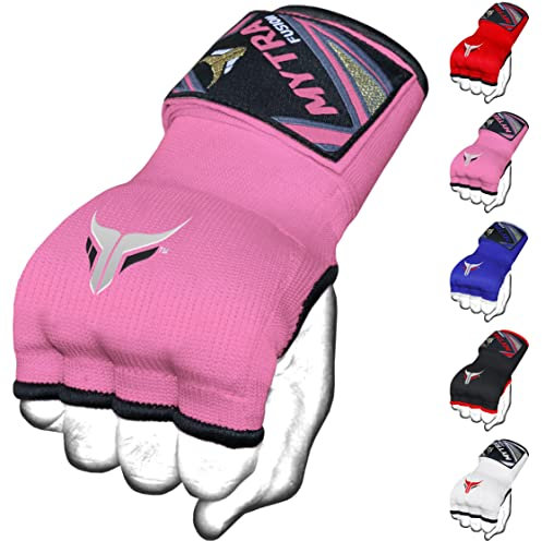 Mytra Fusion Kinder innenhandschuhe Boxen Gel gepolstert Bandagen mit Quick 76cm Langen Handgelenkbändern, Elastisch boxbandagen für MMA, Muay Thai, Kickboxen, Punching und Kampfsport (Pink)