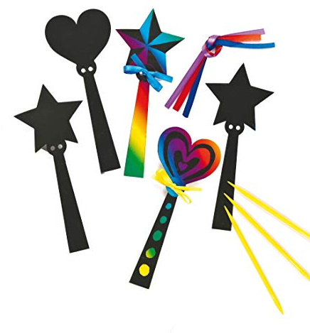 Baker Ross ET590 Magic Wand Scratch Art Bookmarks (Pack of 12) For Kids To Decorate, Arts and Crafts, 18cm