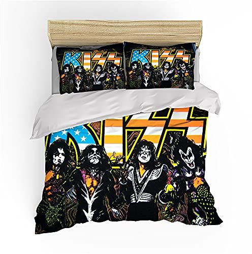NICHIYOBI KISS Army Bettbezug Bettwäsche Set - Bettbezug und Kissenbezug,Mikrofaser,3D Digital Print dreiteiliger Bettwäsche (8,Single 135x200cm)