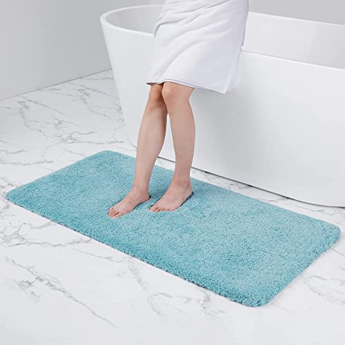 Homaxy Badezimmerteppich rutschfest Waschbar Badematte Weich Flauschig Badteppich Shaggy Hochflor Mikrofaser Badvorleger – 60 x 120 cm, Hellblau