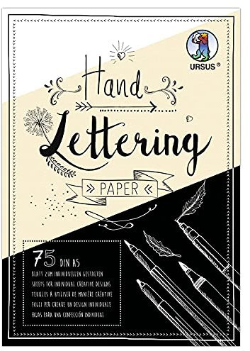 Ursus 24949299 - Handlettering Paper, Colour Mix, DIN A5, 200 + 210 g/qm, 75 Blatt Tonkarton in Weiß, Creme und Schwarz, ideale Grundlage zum individuellen Gestalten von Buchstaben, bunt