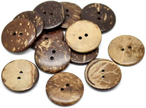 Handarbeit-Lieblingsladen 30 Kokosnussknöpfe Braun zum Aufnähen Ø 2,5 cm 2 Löcher Bastelknöpfe Bastelknöpfe zum Nähen Jackenknöpfe Zwei Löcher Runde Knöpfe