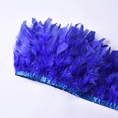 10 Meter Champagnerrosa 10–15 cm Truthahnfeder-Schnitttuch, Seitenband, DIY-Bühnenaufführung, dekoratives Basteln, Federbesatz, Königsblau