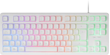 Mars Gaming MK023WES, Gaming Keyboard TKL, Hybrid H-Mech Technology, FRGB Rainbow Illumination, Anti-ghosting, Universal Compatibility, White, Spanish Language