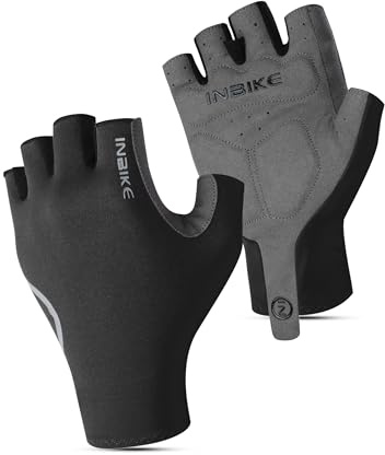 INBIKE Guantes Ciclismo Corto Frescos Verano Guantes MTB Hombre Mujer Unisexo Ligeros Transpirables Secado Rápido Antideslizante Guantes Gym Deprotes Negro-L
