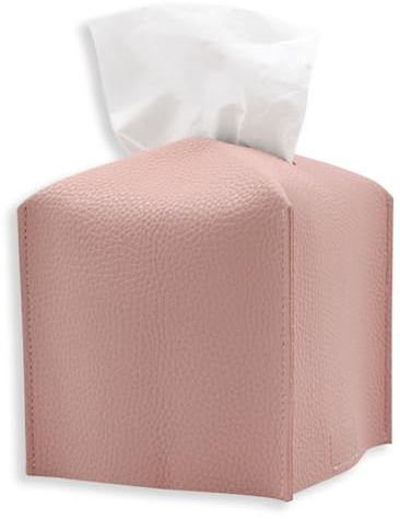 Portafazzoletti, Portafazzoletti di Carta, Scatola per Fazzoletti per Soggiorno Bagno Cucina Ufficio Auto, Scatola Portafazzoletti in Morbida Pelle, Quadrata, Cuoio Addensare,13 x 13 x 13 cm - Rosa