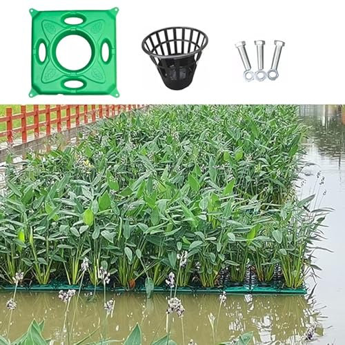 Schwimmende Pflanzkörbe für Gartenteiche, Outdoor-Pflanzinsel-Set für Terrasse/Wasserbereiche, grüne Sämling-Töpfe für Flussmanagement, 10-teiliges Set (Pflanzgefäß A)