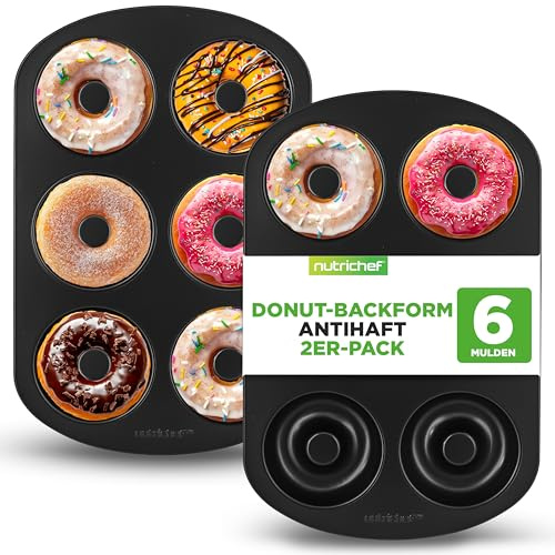 Nutrichef Stampo Ciambella, per Ciambelle, Torte, Dolci e Dessert, 2 Stampo Donuts, Teglia da Forno fino a 230°C, Facile da Pulire