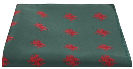 Dark Green Embroidered Welsh Dragon Pocket Square, Handkerchief