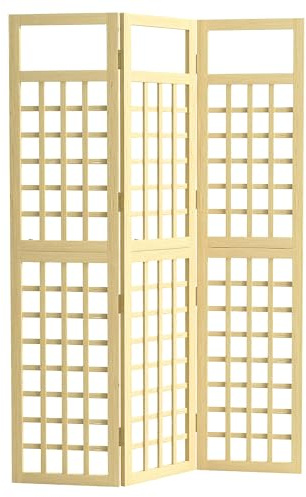 Outsunny 3-Panel Garden Privacy Screen, Freestanding Foldable Wooden Outdoor Divider/Trellis, Decorative Privacy Screen for Garden Patio Pool, 120 x 170 cm, Natural Wood Finish