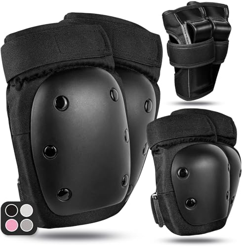 LeapBeast Protection Roller pour Adolescents & Adulte, Protection Skate Adulte pour avec Genouillère, Coudiere & Protections pour équipement de Protection Skate & Inline (Noir, S)