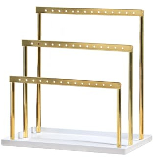 Pangkeep 3 Tier Earring Holder for Vendors,Stud Earrings Display Stand for Selling,Matel Jewelry Organizer for Girls (Gold)