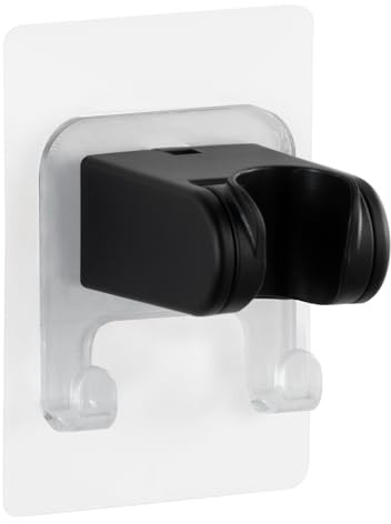 OFFO Supporto Soffione Doccia Senza Perforazione,Sottile Porta Doccino per Doccia, Supporto per Doccia Porta Soffione Doccia Autoadesivo Angolo Regolabile, Nero Opaco