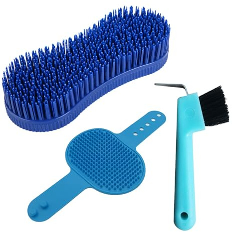 Kit per la cura del cavallo, 3 pezzi, set di spazzole magiche per la cura del cavallo, include spazzole resistenti per zoccoli e strumenti di pulizia multifunzione, ideale per la toelettatura