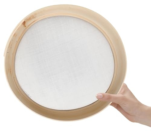 DIYEAH Setaccio per Farina Rotondo in Legno Robusto 27 CM Colino a Maglie Fini per Cucina e Cottura al Forno Strumento Portatile per Filtrare Farina e Ingredienti da Forno
