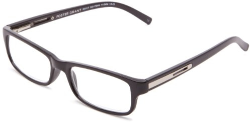 Foster Grant Men's Brandon Rectangular Reading Glasses, Shiny Black/Transparent, 50 Mm US