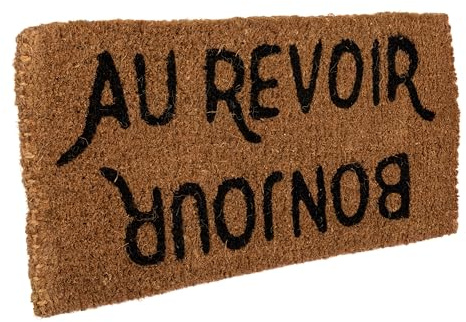 Creative Co-Op Bonjour/Au Revoir Rectangle Coir Doormat