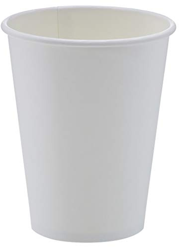 Amazon Basics Disposable Compostable Paper Coffee Cups for Hot & Cold Beverages, Leak-Proof, 12 Ounces, White, 1000 Count