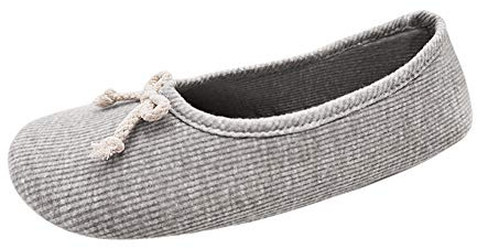 Xiedeai Zapatos de Bailarina para Mujer - Zapatillas de Algodón Suave Materno para Embarazadas de Punto con Tacón Elástico Zapatos de Casa de Tela de Felpa Ligera Gris 36 EU