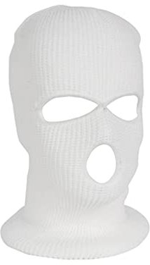 Jungerhouse Balaclava,Sturmhaube Gesichtshaube Acryl 3-Loch Sturmhaube Skimaske Erwachsene Winter Strick Sturmhaube (Weiß)