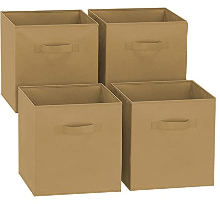 GREATOYAR Juego de 4 Cajas de Almacenamiento, Cajas de Almacenamiento de Tela, Cubos de Almacenamiento Plegables, Cajas de Juguetes Plegables, Cajas de Organización, 31x31x31cm, Topo, 4 Unidades
