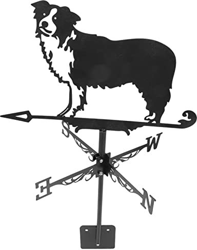 GANAZONO Hund Wetterfahne Metall Wetterhahn Windrad Windrichtungsanzeiger Weathervane für Zuhause Garten Terrasse Hof Dach Garten Dekoration Schwarz