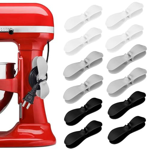 Salubohum 12 Organisateur de Cable, Organisateur de Fil Electrique, Supports Autocollants en Tpr, Adaptés Aux équipements de Cuisine Tels Que Mixeurs, Cuiseurs à Riz, Friteuses Sans Huile (3 Couleurs)