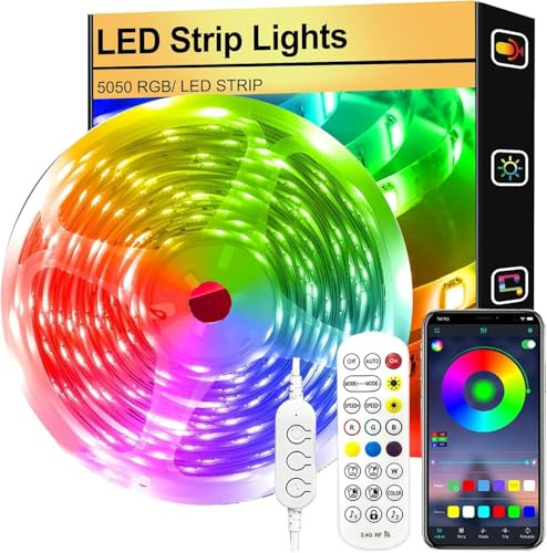 FUPT Tira LED TV, 5M Luces LED HabitacióN, RetroiluminacióN De TV RGB 5050 LED USB Con AplicacióN Y Control Remoto Para TV De 75-85 Pulgadas, Cine En Casa, Cocina, Dormitorio, Sala De Estar