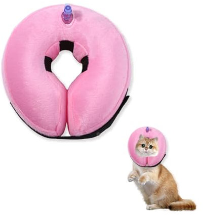 Bieiyhe Halskrause Aufblasbar Rosa Hunde Schutzkragen Weich Halskrause Katze Ring Hundekragen Leckschutz Hund Soft Schutzkragen Hund Einstellbar Wiederherstellung Halsband für Operation