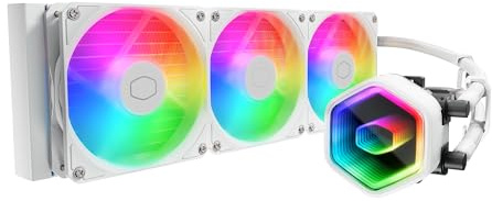 Cooler Master 360 Core II White AIO CPU Liquid Cooler, R9|U9|i9, Dual Chamber G9R Pump, Infinity Mirror aRGB, 400mm Tubing, 360mm Radiator, 120mm PWM Fan, AMD Ryzen AM5|4, Intel LGA 1851|1700 Platform